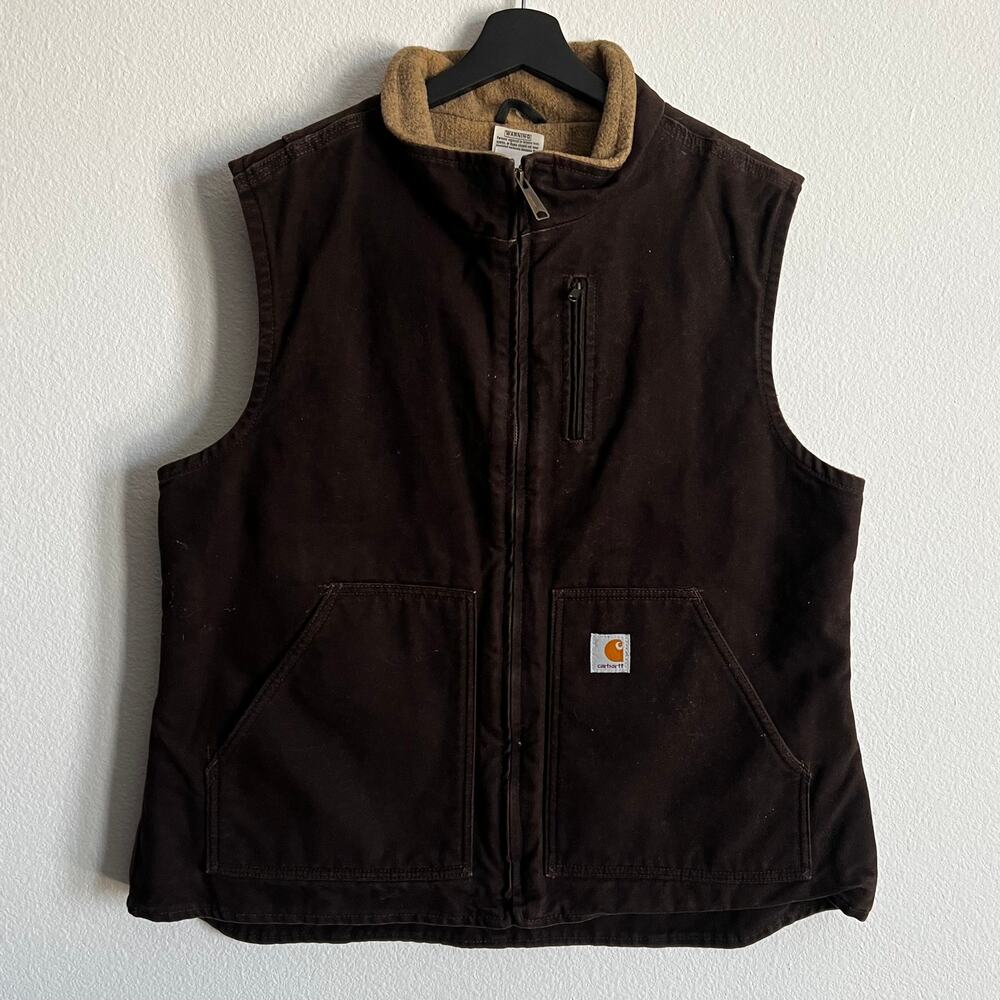 Carhartt WOMENS WV001 DKB brown sherpa work wear vest